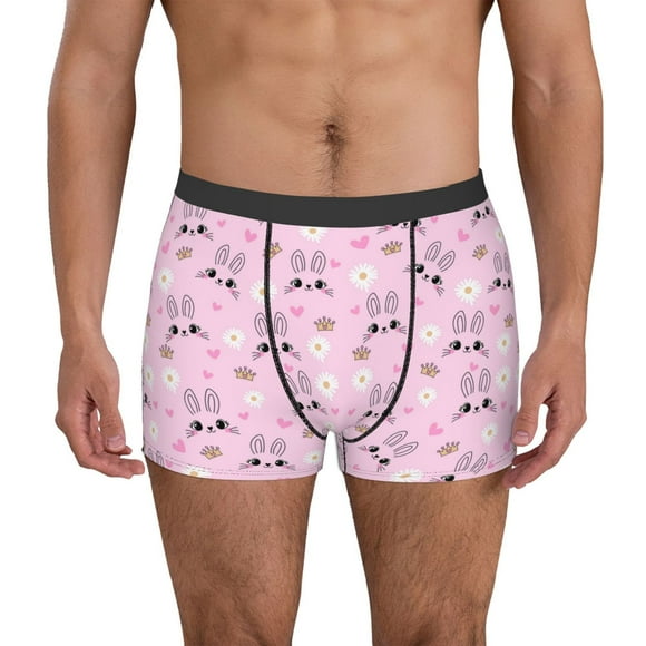 Lsque Motif Visage de Lapin Boxeur-Briefs pour Hommes avec Poche de Soutien Totale, X-Temp Rafraîchissant, sous-Vêtements Anti-Humidité, Régulier, Jambes Longues et Trunk-Moyen