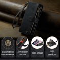 thumbnail image 3 of Cowithday for Samsung Galaxy Z Fold 3 Case Wallet for Women and Men, Z Fold 3 5G Case, PU Leather Flip Strap Wristlet Zipper Card Holder Wallet Business Phone Cover for Samsung Z Fold 3 5G, Black, 3 of 14