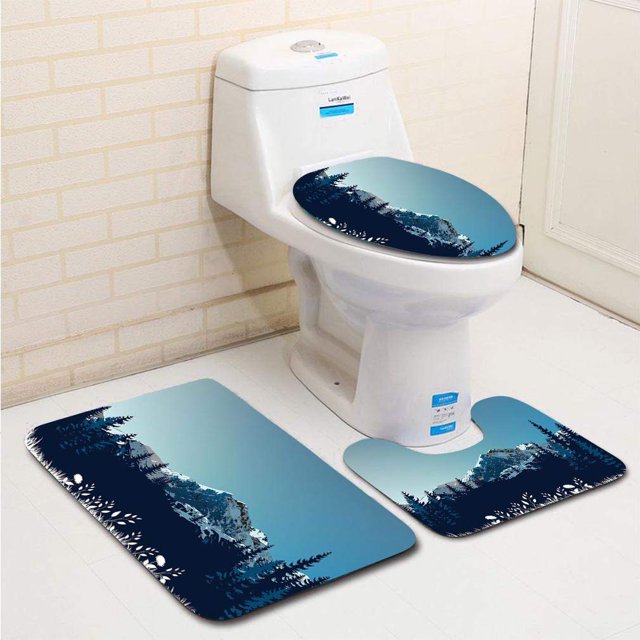 ABPHQTO Paisaje de las montañas Juego de alfombras de baño de 3 piezas Alfombra de baño Alfombra de contorno y tapa de inodoro ABPHQTO Cont-CHAPPLE-16996