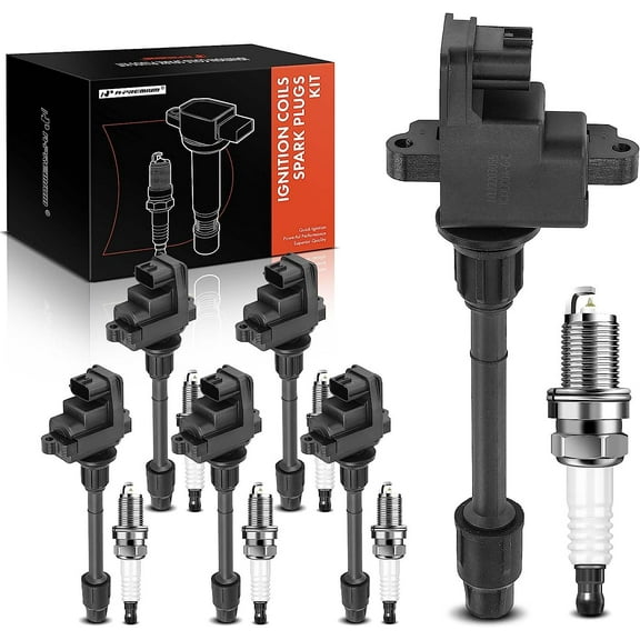 A-Premium Set of 6 Ignition Coil Pack and Iridium Spark Plugs Compatible with Nissan Maxima 1995-1999 & Infiniti I30 1996-1999, 3.0L, Replace# 2244831U15, NGK5464