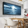 thumbnail image 4 of HFDF Black Wall Art For Livg Room Decorations Photo Prts - Blue Sea View The Moon Landscape - Modern Home Decor The Room Stretched And Ready To Hang Artwork (Blue Ocean&Moon, 10x8inch Framed, 4 of 6