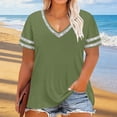 thumbnail image 4 of Aimik Women's Fashion V Neck Short Sleeve Solid Plus Size Tops Summer Comfortable Casual and Loose Sports T-Shirt, 4 of 6