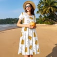 thumbnail image 4 of Vsdgher Bière pour Femmes Été 2025 Décontracté Robes Midi Maxi Légères Manches Courtes Col Rond Robe de Plage, 4 of 6
