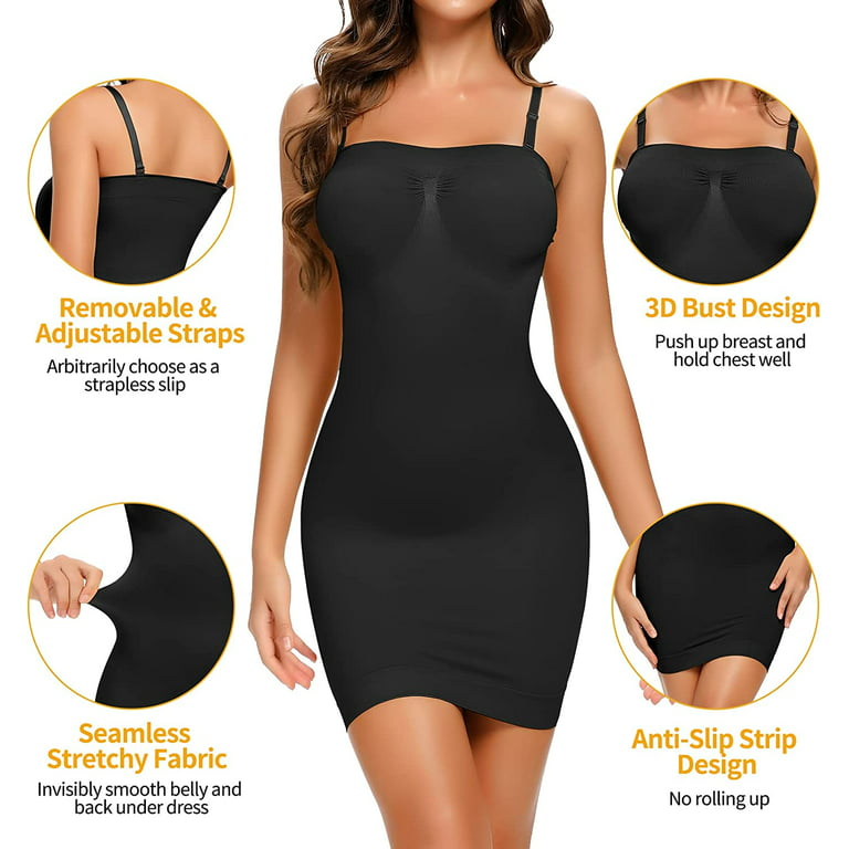 Women Strapless Shaperwear Full Body Slip Seamless Targeted Firm Tummy  Control Slip Under Dresses Limming Body Shaper Underwear Black