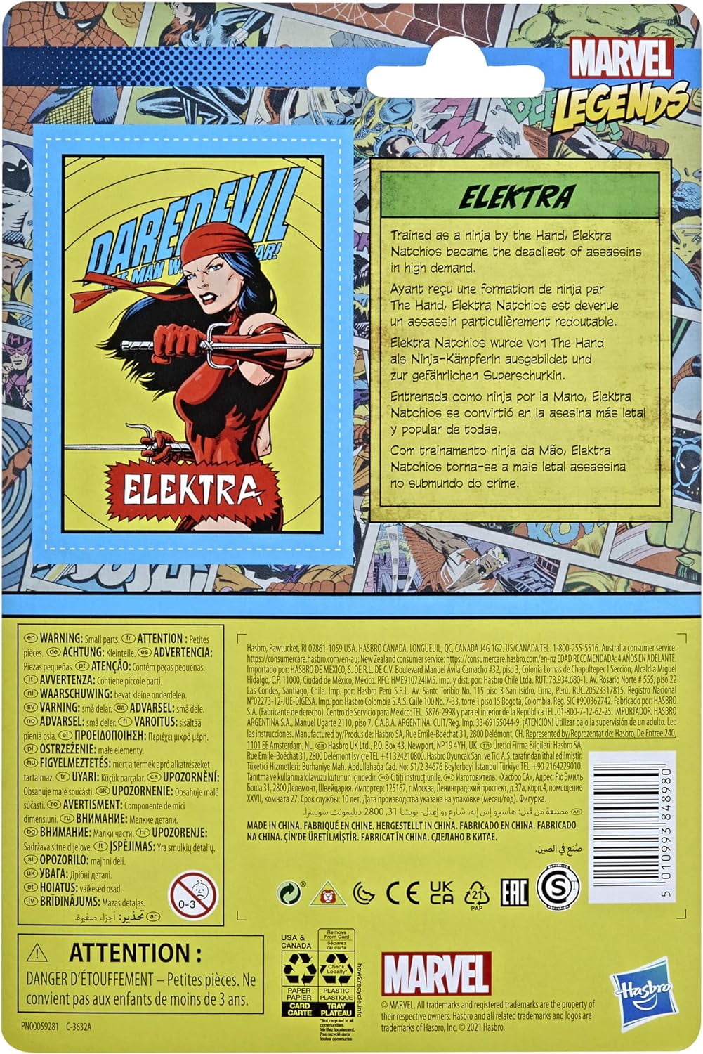 Marvel Hasbro Legends 3.75-inch Retro 375 Collection Elektra Action Figure Toy