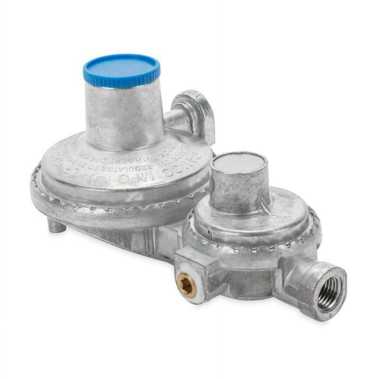 Camco 59323 Horizontal Two Stage Propane Regulator - Feature Integral First and Second Stages Camco 59323 Horizontal Two Stage Propane Regulator - Feature Integral First and Second Stages