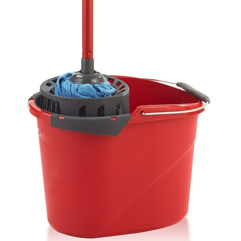 Dryser Commercial Mop Bucket with Side Press Wringer, 26 Quart, Red 