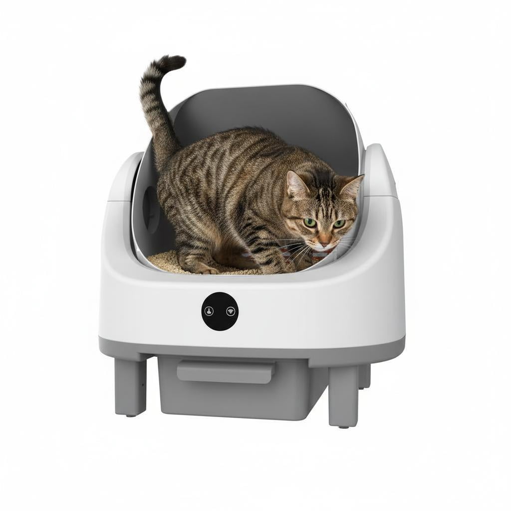 Automatic Self Cleaning Litter Box for Multiple Cats, Large Open-Top Electric Cat Litter Box with Smart APP Control, 9L Capacity & Safety Sensors