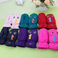thumbnail image 4 of Lindos guantes de esquí para niños, de invierno, acolchados, térmicos, de algodón, impermeables, color azul marino, 4 of 5