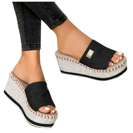 

ZTTD Summer Flip Flops Fashion Causal Wedges Women Shoes Black