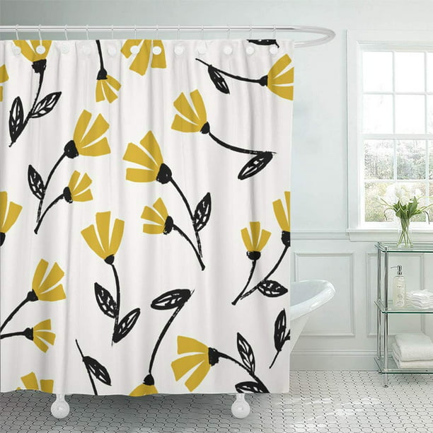 PKNMT Flowers Pattern in Black Mustard Yellow and Cream Beautiful ...