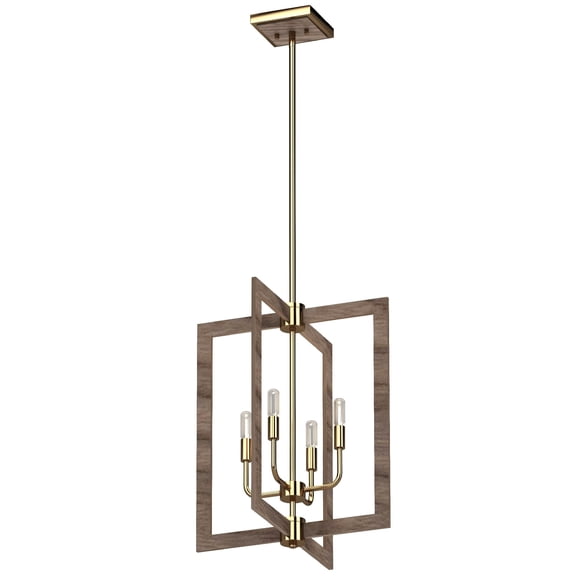 Volume Lighting Nina 4-Light Indoor Pecan & Antique Gold Chandelier