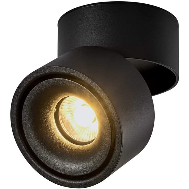 Focos de techo LED de 10 W, ángulo del cuerpo de la lámpara ajustable, focos de lámpara, focos de techo, luz de techo, focos de techo ajustables, iluminación de techo LED, 10x10x10cm (Negro-3000K)