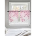 thumbnail image 5 of Pink Flowers Tier Curtains 36 Inch Length,Sheer Curtains for Bedroom Living Room,Spring Botanical Floral Branches Gradient Rod Pocket Voile Drapes Kitchen Curtains for Small Window 27.5"x36" 2 Panels, 5 of 7