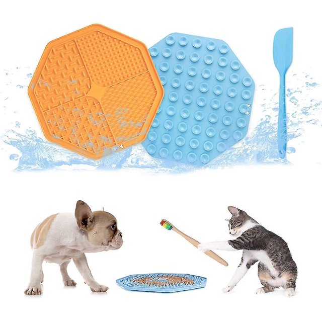 Dog Licking Mat With Suction Cup 2 Pack Slow Feeder Pad For Cat Calming Pet