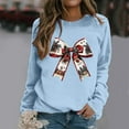 thumbnail image 2 of Fiaer Bow Women Sweatshirts Christmas Baggy Tops Holiday Crew Neck Trendy Long Sleeve Cozy Leisure Pullover Sky Blue S, 2 of 4