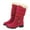 Red, variant on Oyedens Womens Mid Calf Snow Boots Fashion Fuzzy Plush Lined Low Heels Warm Winter Boots for Women