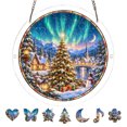 thumbnail image 2 of Aoznliie Christmas Acrylic Puzzle Suncatcher, Stained Glass Style Suncatcher for Window Decor, 7.5 inch Gift for Xmas, Mom, Birthday, Housewarming, 2 of 8