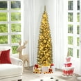 thumbnail image 1 of Gymax 6 ft Pre-Lit Artificial Christmas Tree Slim Pencil Xmas Tree Holiday Party Decor, 1 of 10