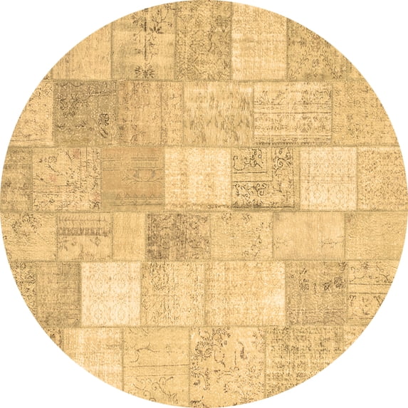 Ahgly Company Indoor Round Abstract Brown Contemporary Area Rugs, 7' Round