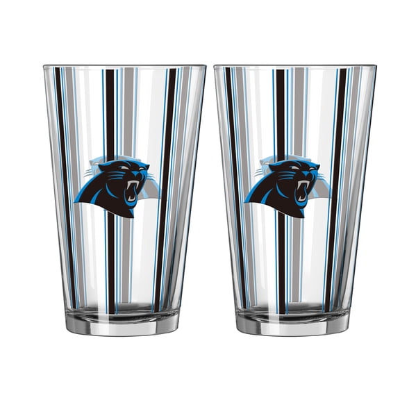 Logo Brands Carolina Panthers Two-Piece 16oz. Striped Pint Glass Set