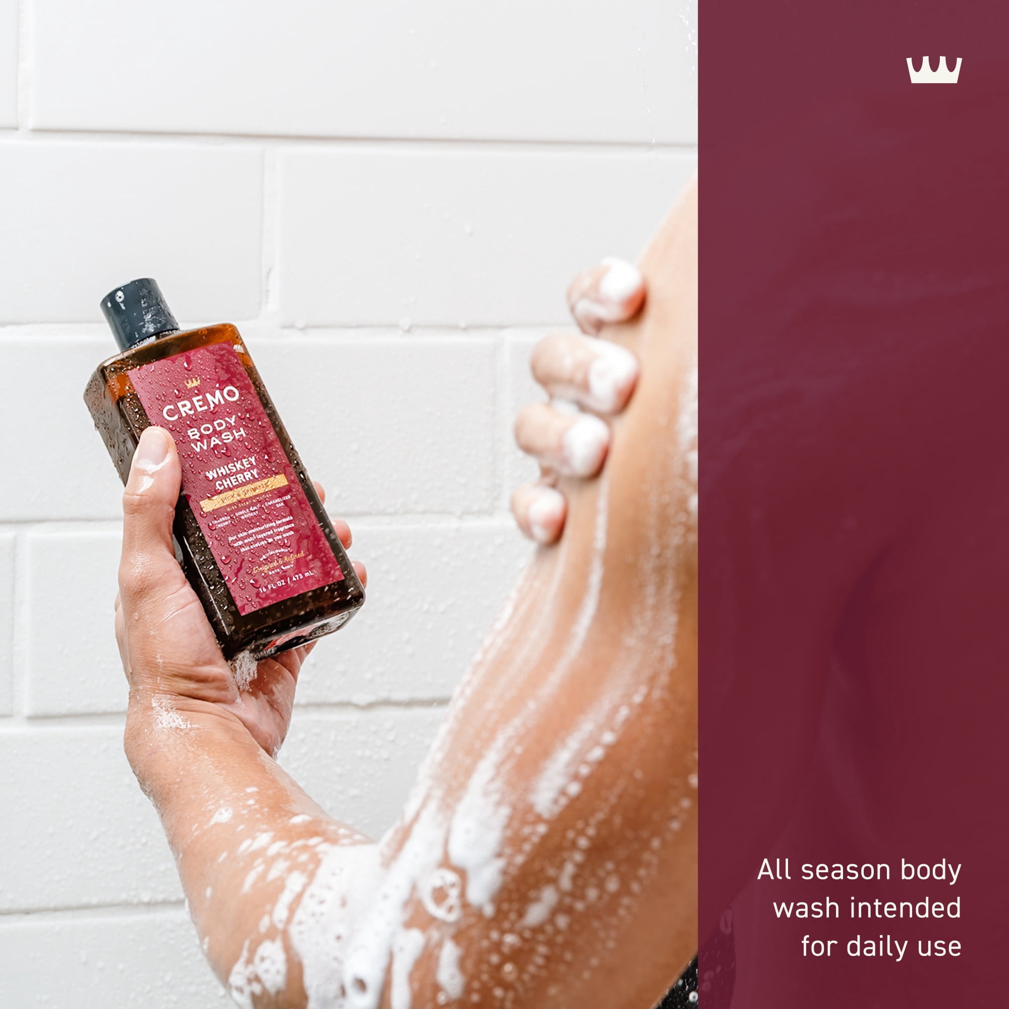 Cremo Men's Body Wash, Whiskey Cherry Scent, 16 fl oz