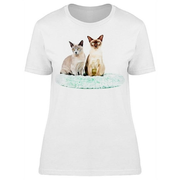 Burmese Cats Sitting On Pillow T-Shirt Women -Image by Shutterstock, Female x-Large