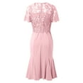thumbnail image 6 of Women's Plus Size Elegant Dress Solid Color Contrast Lace Short Sleeve Round Neck Dress Dress Solid Color Long Sleeve Body Dress Trend Dresses for Women Swing Dress with Pockets Tie Waist Dress Woman, 6 of 6