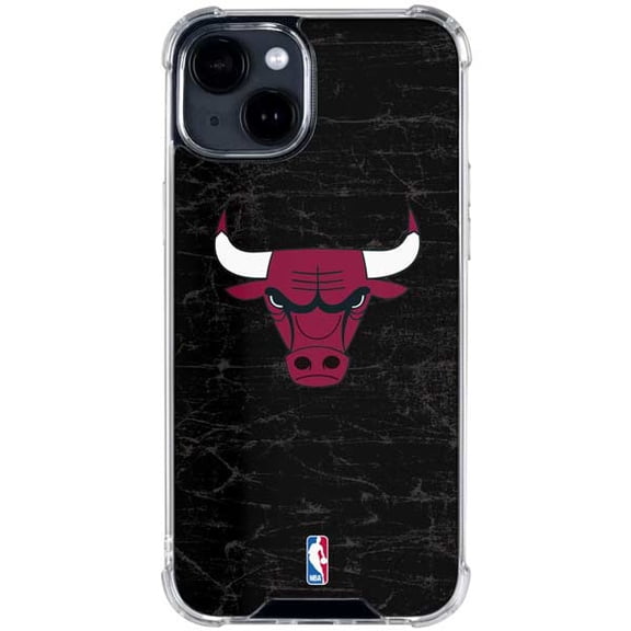 Skinit NBA Chicago Bulls Black Distressed iPhone 15 Clear Case