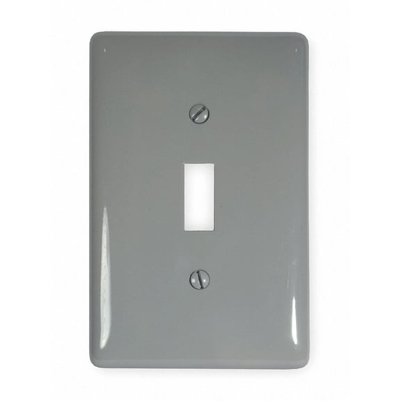 Hubbell NPJ1GY Gray Nylon Mid-Size Single Gang Toggle Switch Wall Plate