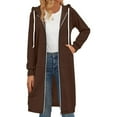 thumbnail image 6 of Women Casual Zip up Polyester Hoodies, Long Hoodie Tunic Jackets Long Sleeve Sweater Dress with Side Pockets Coffee 2XL, 6 of 7