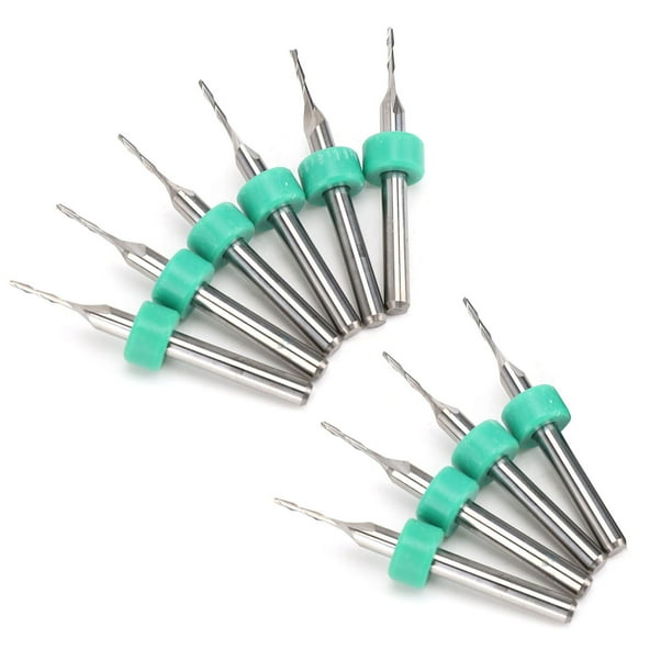 10 piezas de fresa de carburo de 2 flautas, fresa de extremo CNC de acero de tungsteno de 1,5 mm