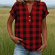 thumbnail image 2 of Blusas para las Mujeres Casual Verano Botón Sólido Cuello en V Suelto Camiseta Blusa Tela Suave Transpirable para la Oficina Casual Uso Diario Camisa de Denim Vestido Mujeres, 2 of 8