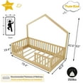 thumbnail image 6 of Mirightone Twin Size Montessori Bed with Rails, Wood House Beds Frame with LED Light, Floor Bed Twin with Slats, Natural, 6 of 7