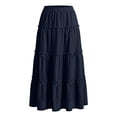 thumbnail image 4 of Girls Elastic Waist Maxi Skirt A-Line Tiered Pleated Long Skirts Summer Casual Boho Eyelet Skirt, 4 of 6