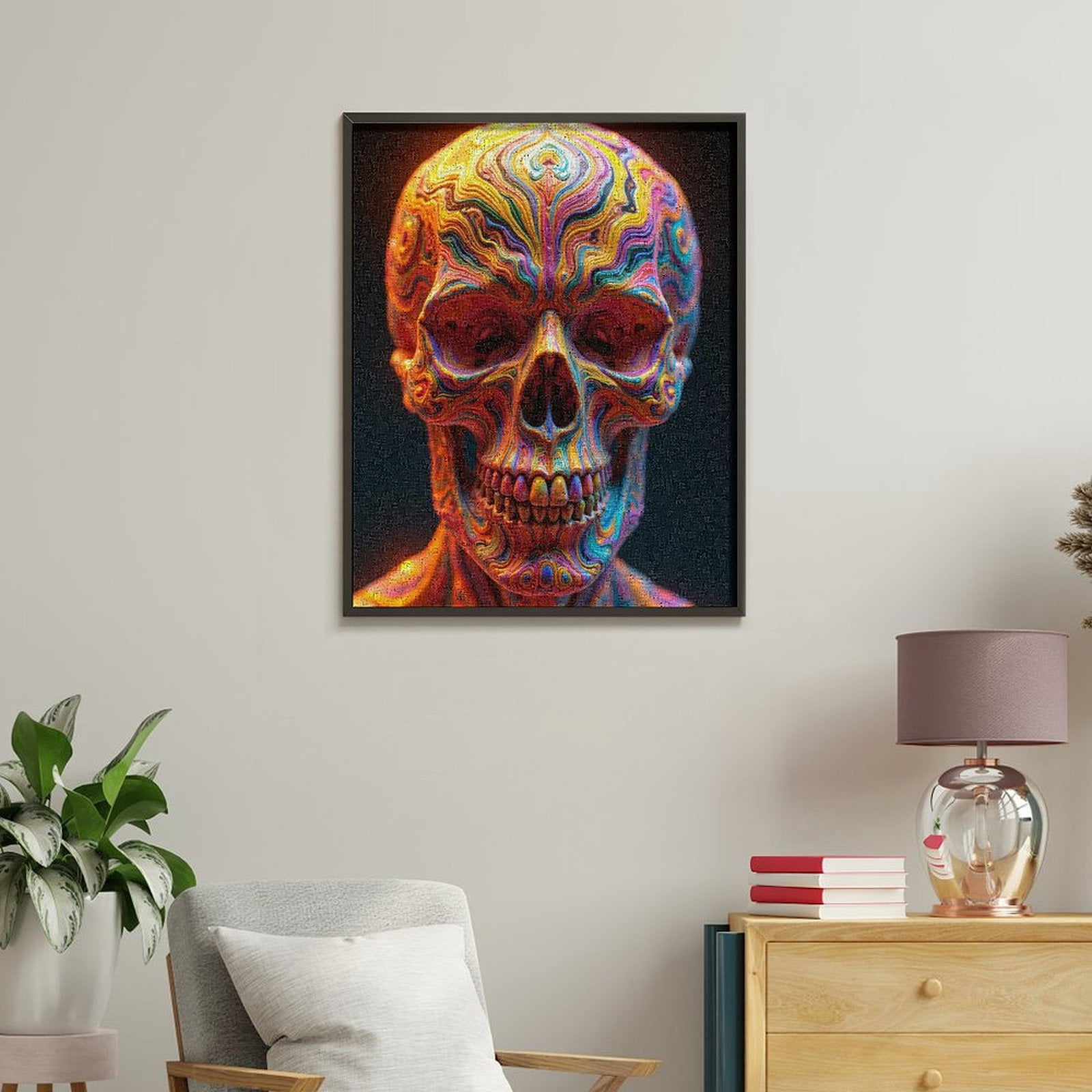 Paint By Numbers Kit for Adults Beginner - Colorful Abstract Vibrant Skull Art DIY Canvas Painting Kits for Adults, Frameless Paint By Number for Adults for Home Wall Decor 16x20 Inch
