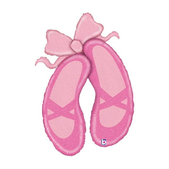 XL 40" Pink Ballerina Slippers Holographic Mylar Foil Balloon Birthday Party