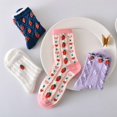 thumbnail image 7 of Zhengup Women's Kawaii Strawberry Embroidered Socks 5Pairs Cottagecore Fairycore Ankle Knit Socks Vintage Warm Cotton Socks, 7 of 7