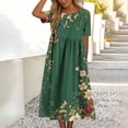 thumbnail image 6 of Women's Summer Casual Dresses Plus Size Round Neck Zipper Floral Print Dress, 6 of 7