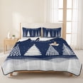 thumbnail image 3 of Quilts Twin XL Size Bedding Set, Navy Blue Christmas Lightweight Quilted Comforter, Xmas Trees Snowflake Snowy Winter Soft Reversible Bedspread Coverlet with Pillow Covers for All Season, 68" x 98", 3 of 9