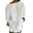 thumbnail image 6 of Tianiyouqing Womens Shirts 3/4 Sleeve Cotton Linen Gauze Tops Casual Button V Neck Blouses Loose Fit with Pocket White L, 6 of 6