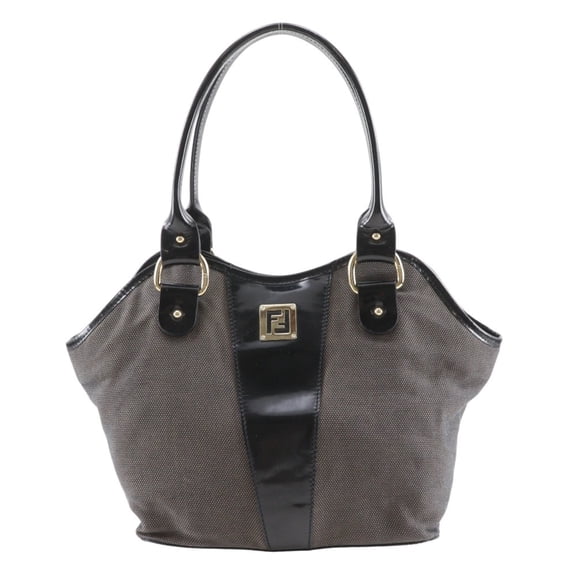 Pre-Owned Fendi FF Tote Bag, Brown Canvas and Enamel, A5 Size, Magnetic Attachment, Women's