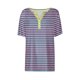 thumbnail image 5 of Camiseta de Manga Corta para las Mujeres con Cuello en V de Impresión de Rayas con Botón, Blusa Casual para el Hogar Y Diario, 5 of 5