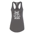 thumbnail image 2 of Wild Bobby Just A Girl Who Loves Jesus Inspirational/Christian Women Racerback Tank Top, Dark Grey, Large, 2 of 5