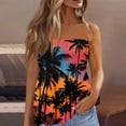 thumbnail image 2 of OIOLOYJM Womens Tube Top Spring Cute Strapless Palm Tree Peplum Top Backless Beach Ruffle Party Shirts Orange M, 2 of 4
