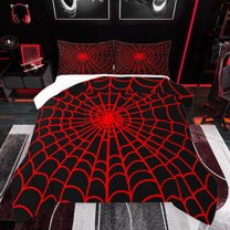 Castle Fairy Kids Teens Adults Spider Web Full Size Comforter Sets 3-Piece,Abstract Stripes Lines Bedding Comforter Set,Gothic Style Lightweight Bedding Sets,Microfiber Bedroom Decor