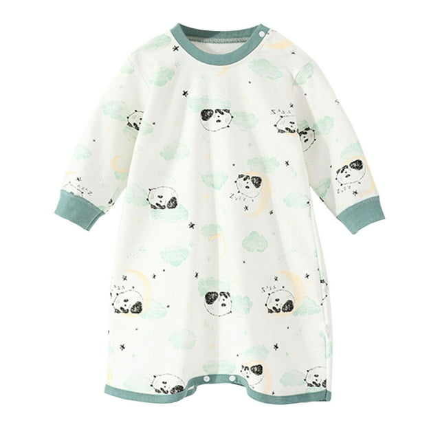 Hiiyo Chemise de Nuit à Manches Longues Col Rond en Coton pour Bébés Garçons Filles, Tailles 3M-4T