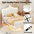 thumbnail image 5 of Bellemave Full Size Upholstered Bed with Crown Headboard and LED Lights PU Leather Upholstered Princess Bed for Girl, Adult Platform Bed Frame with Metal Rods and Legs, White, 5 of 11