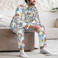 thumbnail image 5 of Wukai Summer Stamp Men's Long-Sleeve Pajama Set - Comfortable Sleepwear with Button-Down Shirt and Pants-Medium, 5 of 6