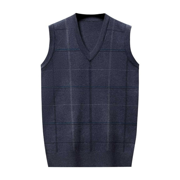 Dpytoraw Male Knitted Vest Vest V Neck Sleeveless Padded Sweater Vest